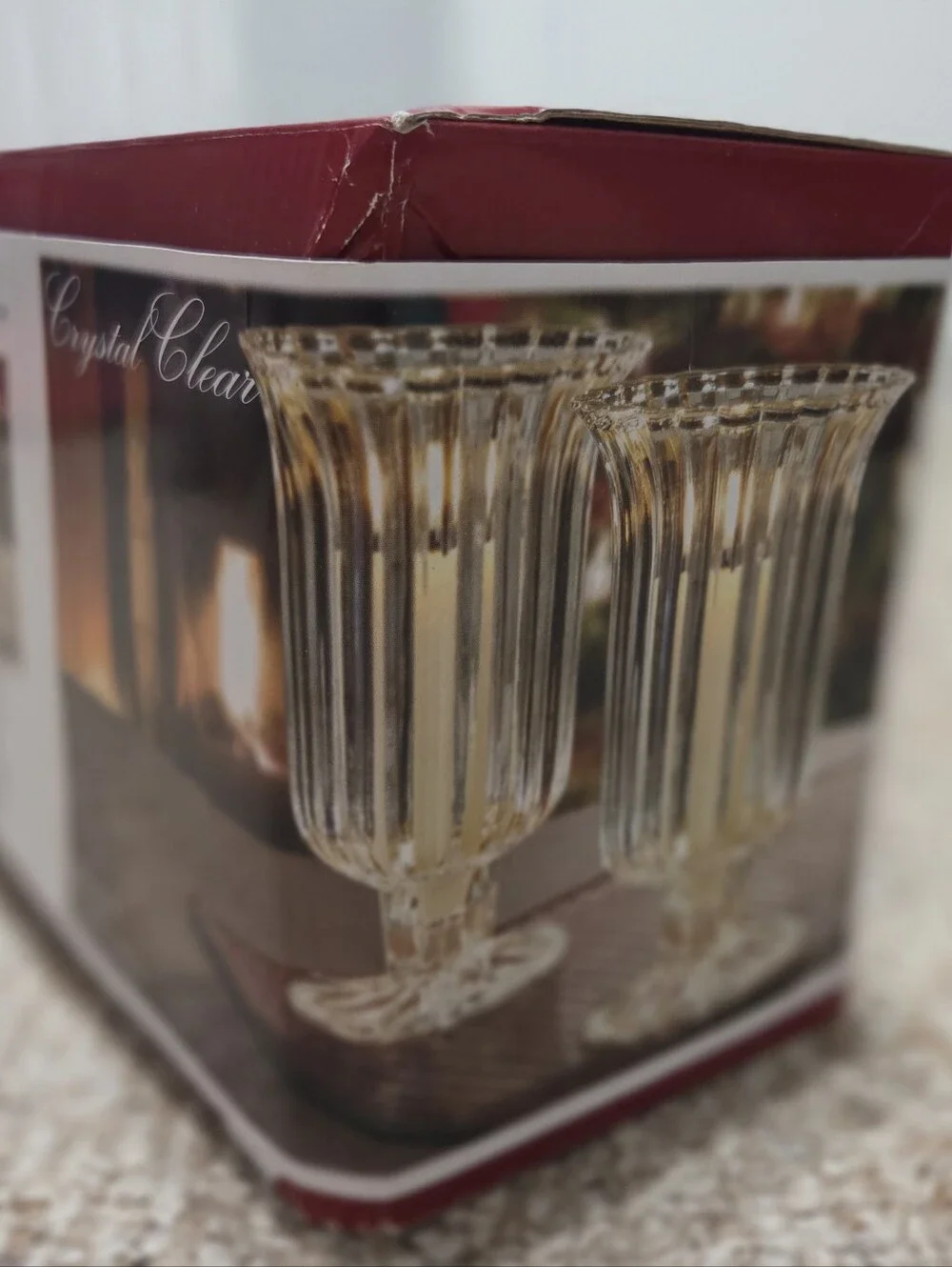 Crystal Clear Alexandria Set of 2 Glass Hurricanes - Clear